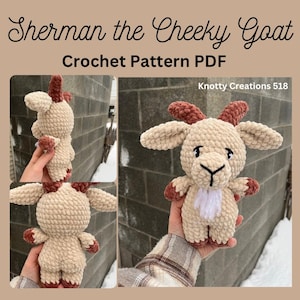Sherman the cheeky Crochet Goat Pattern PDF, Cheeky Goat, Goat crochet, PDF digital download for amigurumi, unique crochet pattern