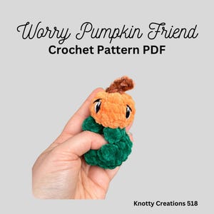 Worry Pumpkin, Halloween-vriend, angstspeeltje, zorgendier, pdf-download voor amigurumi, uniek haakpatroon, knuffeldier, knuffeldier