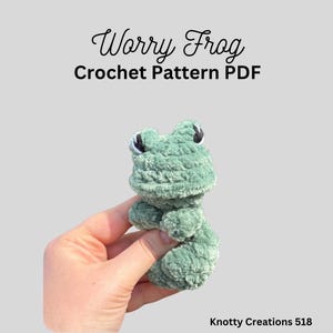 Worry Frog Pattern, Unique Crochet Pattern, Market Make, PDF download for amigurumi, Stuffed Animal, Pocket Friend, Crochet Frog