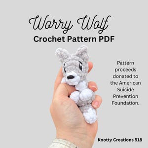 Virkmönster till gosedjur med orosvarg, PDF-nedladdning för amigurumi, Unikt virkmönster, gosedjur, gosedjur, virkning