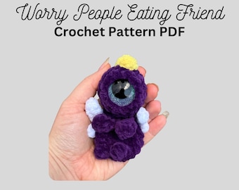 Juguete de monstruo morado de la preocupación, amigo de Halloween, animal de la preocupación, descarga PDF para amigurumi, patrón de crochet único, acurrucador, peluche de animal