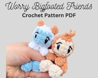Worry Bigfoot Pattern, Yeti, Mini Crochet, Unique Crochet Pattern, Market Make,  PDF download for amigurumi, Stuffed Animal, Pocket Friend