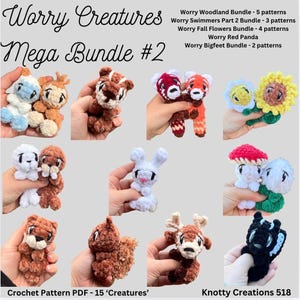 MEGA Worry Creatures Bundle #2, Unique  Pattern, 15 Creatures, Market Make,  PDF download for amigurumi, Stuffed Animal, Pocket Animal, 2025