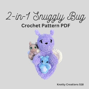 Modèle au crochet Snuggly Bug + modèle Baby Snuggly Bug, téléchargement numérique PDF uniquement, Bug Snuggler, Crochet Snuggler, Crochet Fidget Doll, DIY