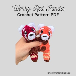 Worry Red Panda Pattern, Panda, Anxiety Toy, Worry Animal,  PDF download for amigurumi, Unique Crochet Pattern, Snuggler, Stuffed Animal