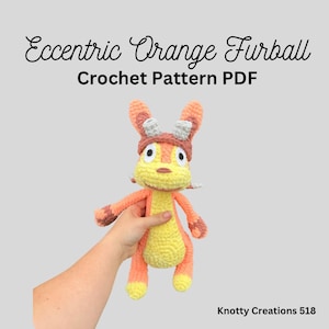 Eccentric Orange Furball Crochet Pattern, Unique Crochet Character, PDF Digital Download, Crochet Otter, Crochet Weasel, Amigurumi