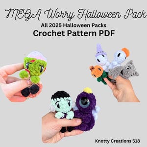 MEGA Worry Halloween Bundle 2025, Unique  Pattern, 6 Creatures, Market Make, PDF download amigurumi, Stuffed Animal, Pocket Worry Animal