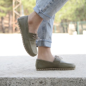 Women Grounding Shoes, Handmade Barefoot Shoes, Leather Earthing Shoes, Zero Drop Wide Shoes, Nature Green