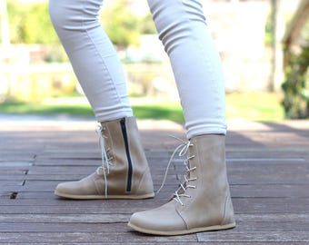 Women Leather Barefoot Boots, Wider Zero Drop Winter Boots