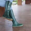 Handmade Leather Barefoot Boots: Grass Green, Wide Toe, Zero Drop
