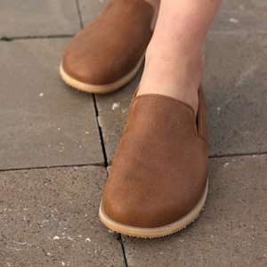 Leather Barefoot Shoes Women, Minimalist Handmade Zero Drop Shoes, Women Custom Shoes, Fall Brown image 6