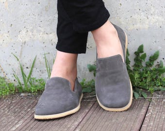Frauen Leder Barfuß Schuhe, Breite Kappe Kupfer Nieten Erdungsschuh