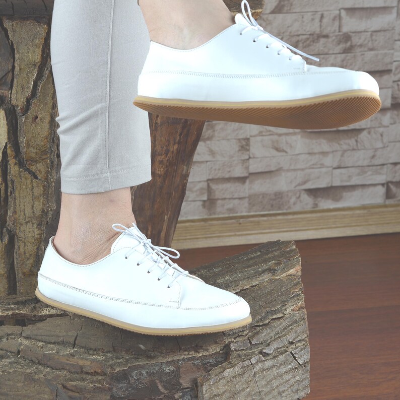 Men Leather Sneakers, Wide Toe Box, Zero Drop Barefoot Shoes, Nebula White image 13