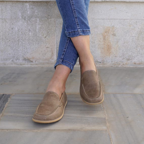 Handmade Leather Barefoot Shoes: Wide Fit Zero Drop Grounding Color Smoky Vision