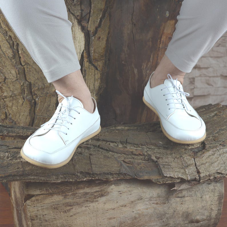 Men Leather Sneakers, Wide Toe Box, Zero Drop Barefoot Shoes, Nebula White image 10