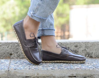 Leather Barefoot Shoes: Women's Grounding Zero Drop Shoes - Amerikano Brown