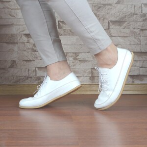 Men Leather Sneakers, Wide Toe Box, Zero Drop Barefoot Shoes, Nebula White image 4