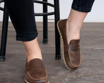 Handmade Leather Barefoot Loafers: Wide Toe Box, Zero Drop Shoes