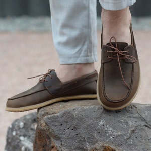 Barefoot Shoes Men, Men Oxford Shoes, Leather Wider Shoes, Men Loafers Shoes, Charm Brown
