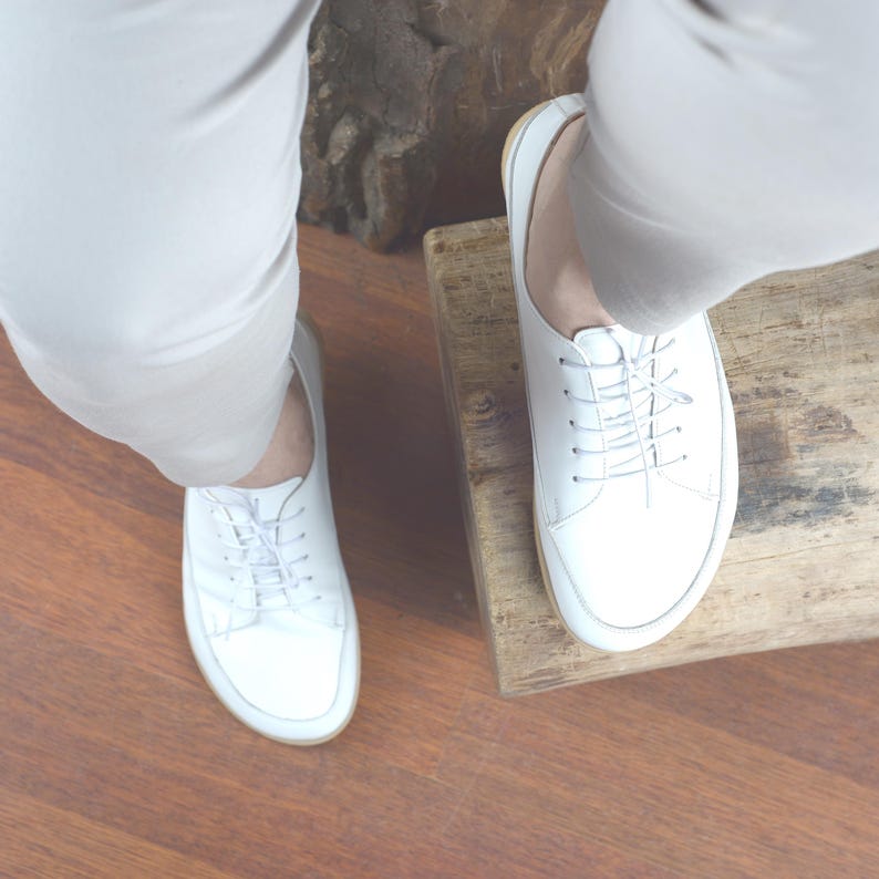 Men Leather Sneakers, Wide Toe Box, Zero Drop Barefoot Shoes, Nebula White image 12