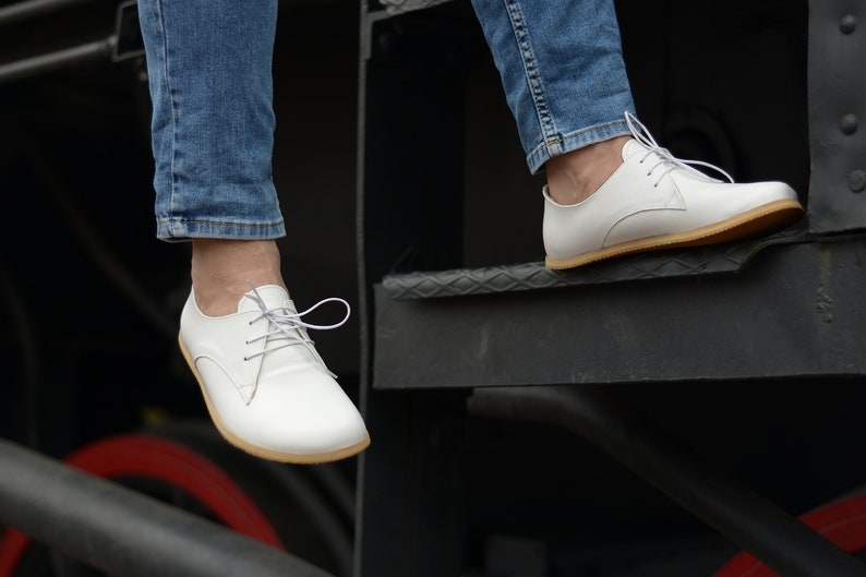 Men Barefoot Oxford Shoes, Handmade Zero Drop Personalized Shoes, Nebula White image 5