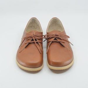 Handmade Women Barefoot Shoes, Oxford Leather Zero Drop Lace-up Wider Shoes, Elegant Brown image 7