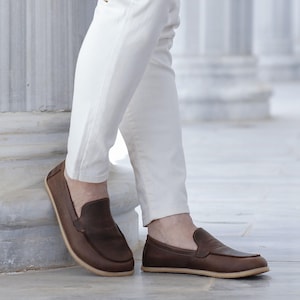 Men Leather Barefoot Shoes, Handmade Zero Drop Wider Shoes, Men Minimalist Footwear, Men Style Shoe, Charm Brown