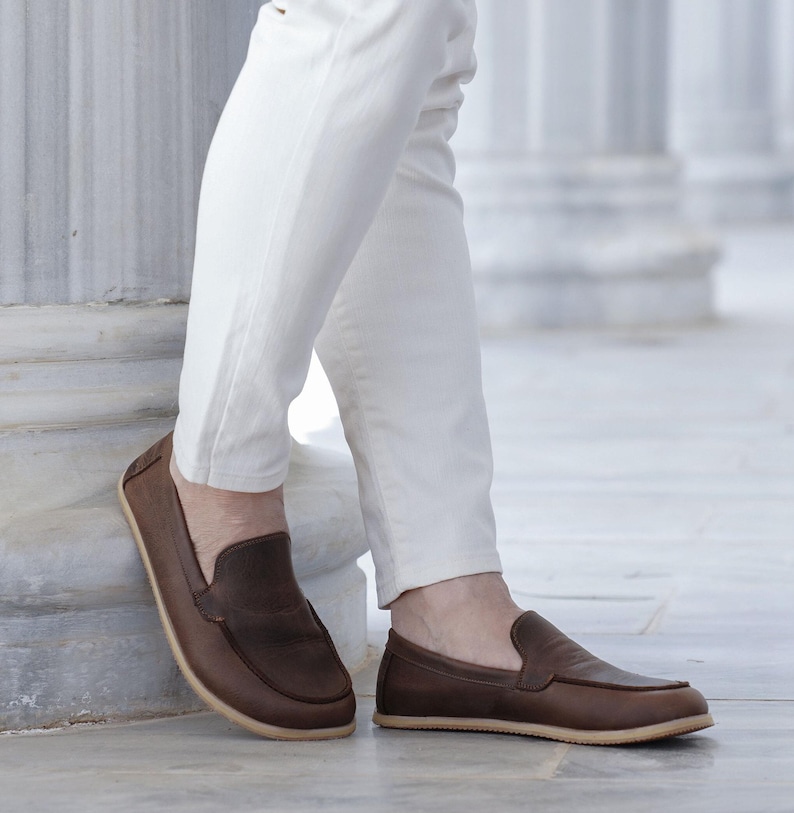 Men Leather Barefoot Shoes, Handmade Zero Drop Wider Shoes, Men Minimalist Footwear, Men Style Shoe, Charm Brown