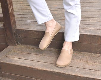 Men Leather Barefoot Grounding Shoes, Copper Rivet Earthed Design Colors Vision