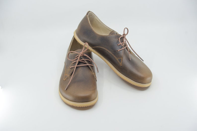 Frauen Oxford Schuhe, handgefertigte Frauen Barfußschuhe, mit minimalistischem Design, Damen Frauen, Charme braun Bild 7