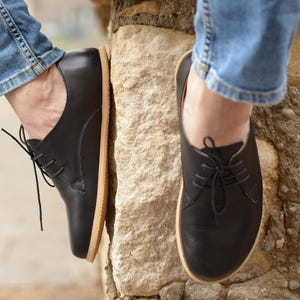 Men Barefoot Shoes, Men Earthing Shoes, Leather Wider Shoes, Men Grounding Shoes, Zero Drop Handmade Shoes, Royal Black