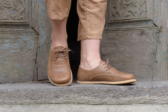 Women Barefoot Shoes Color Fall Brown, Leather Earthing Grounding Shoe