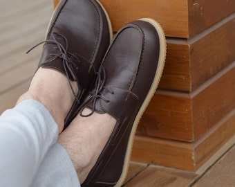 Zapatos descalzos hechos a mano para hombres, zapato de cuero con caída cero, calzado con cordones personalizado, marrón clásico loco