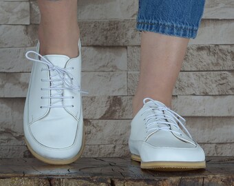 Barefoot Shoes Women, Handmade Leather Shoes, Minimalist  Zero Drop Wide Toe Box, Handmade Sneakers, Color Nebula White