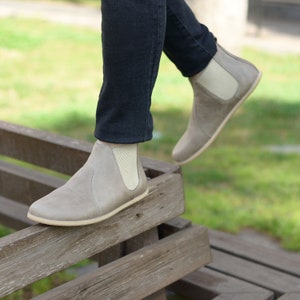 Chelsea boots heren, Barefoot-laarzen heren, leren laarzen heren, handgemaakte laarzen, Zero Drop minimalistische laarzen, laarzen met brede neus, Smoky Vision