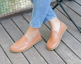 Women Barefoot Shoes, Grounding  Leather Zero Drop Shoe, Wide Toe Box