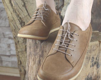 Men Leather Barefoot Shoes - Copper Riveted Grounding Shoe, Brown Fall