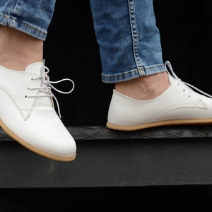 Men Barefoot Oxford Shoes, Handmade Zero Drop Personalized Shoes, Nebula White image 3