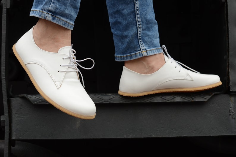 Men Barefoot Oxford Shoes, Handmade Zero Drop Personalized Shoes, Nebula White image 3