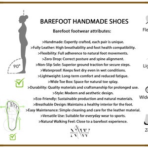 Lederen blotevoetenschoenen dames, minimalistische handgemaakte zero drop schoenen, dames aangepaste schoenen, herfstbruin afbeelding 10