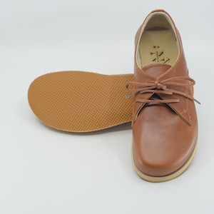 Handmade Women Barefoot Shoes, Oxford Leather Zero Drop Lace-up Wider Shoes, Elegant Brown image 6