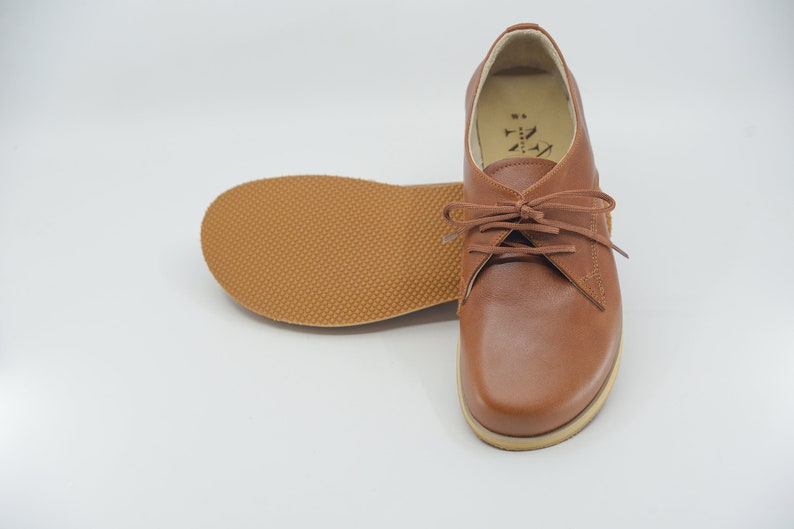 Handmade Women Barefoot Shoes, Oxford Leather Zero Drop Lace-up Wider Shoes, Elegant Brown image 6