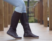 Handmade Leather Barefoot Boots: Women's Zero Drop Long Boots - Etsy