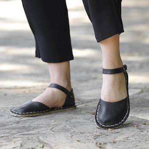 Handmade Barefoot Sandals, Minimalist Barefoot Leather Black Sandals, Barefoot Wide Sandals, Zero Drop Sandals For Women