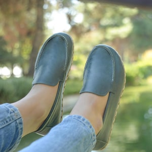 Earthing Grounded Shoe, Wide Barefoot Shoes Women, Barefoot Shoe Leather, Grounding Shoe, All Leather Shoes, Grass Green