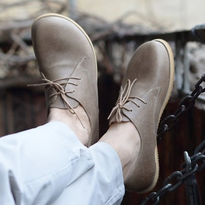 Men Barefoot Shoes, Zero Drop Barefoot Oxford Shoes, Original Leather Barefoot Shoes , Minimalist Zero Drop Shoes,  Smoky Vision