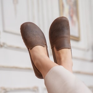 Women Earthing Grounded Shoe, Wide Barefoot Shoes, Barefoot Shoe Leather, Grounding Shoes Women, Charm Brown