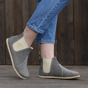 Women  Chelsea Boots - Zero Drop Smooth Leather - Wide Toe Box Barefoot Style Americano Brown - Minimalist Boots