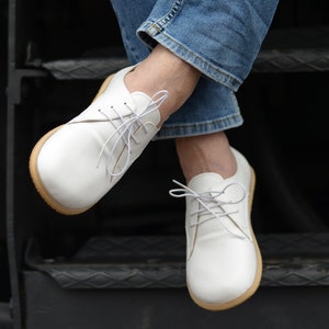 Men Barefoot Oxford Shoes, Handmade Zero Drop Personalized Shoes, Nebula White image 4