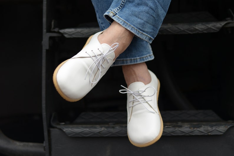 Men Barefoot Oxford Shoes, Handmade Zero Drop Personalized Shoes, Nebula White image 4